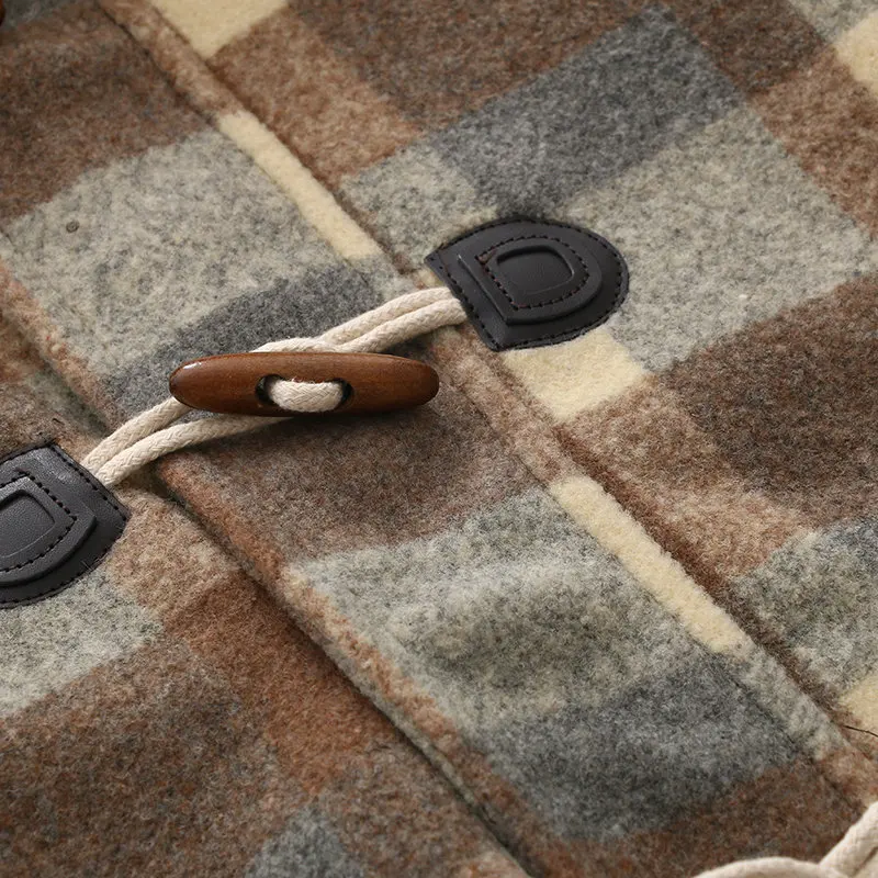 Повседневное коричневое женское клетчатое шерстяное пальто 2019 Осень-Зима Новая