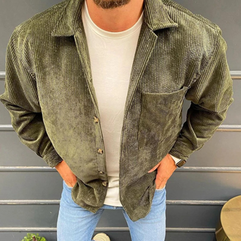 Мужская повседневная однотонная Вельветовая куртка Новинка Весна 2022