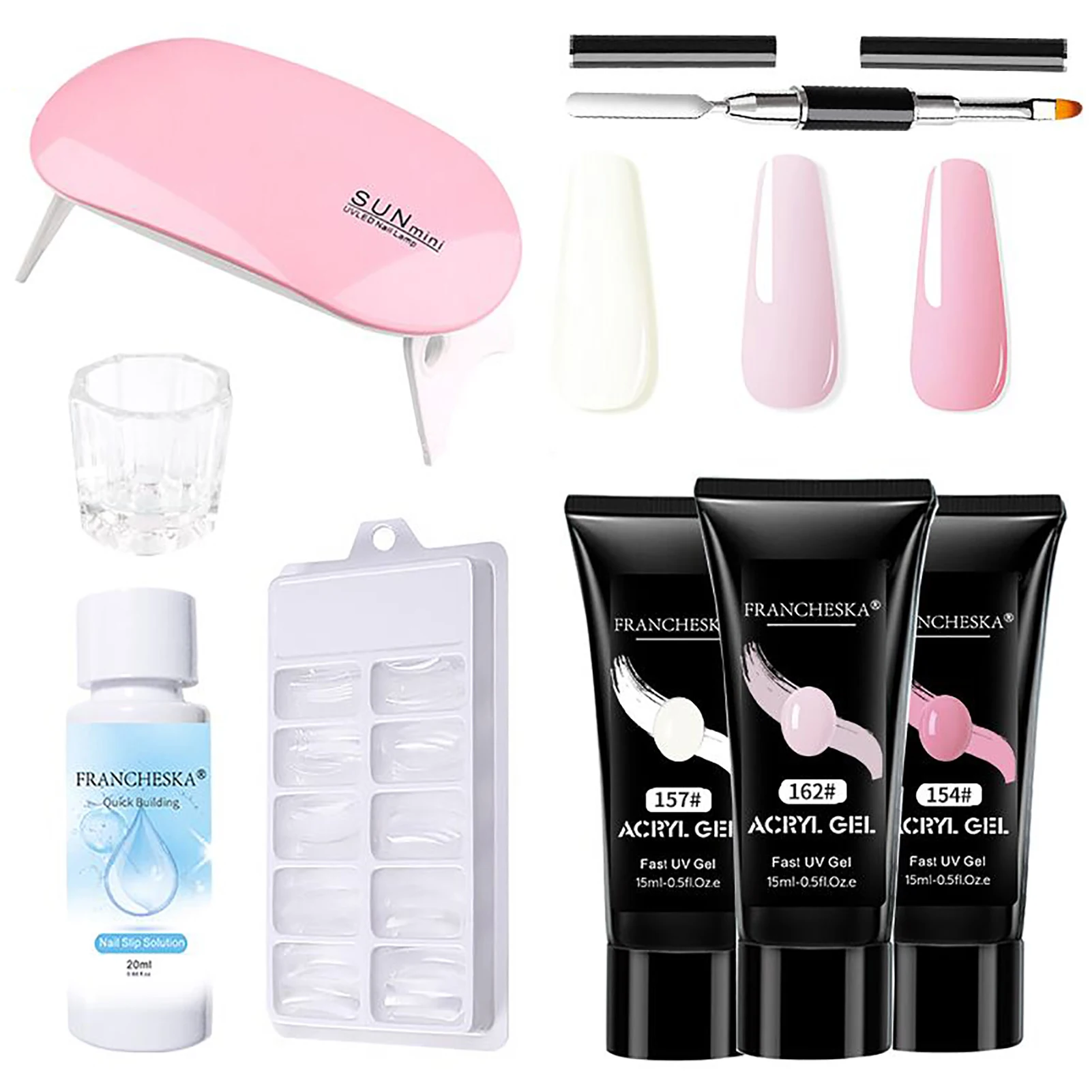 

Расширение Гель-лак для ногтей, Наборы Акриловые розовый, белый, прозрачный кристалл УФ-лампа 15 мл 3 шт УФ лак для ногтей гель лак для ногтей, ...