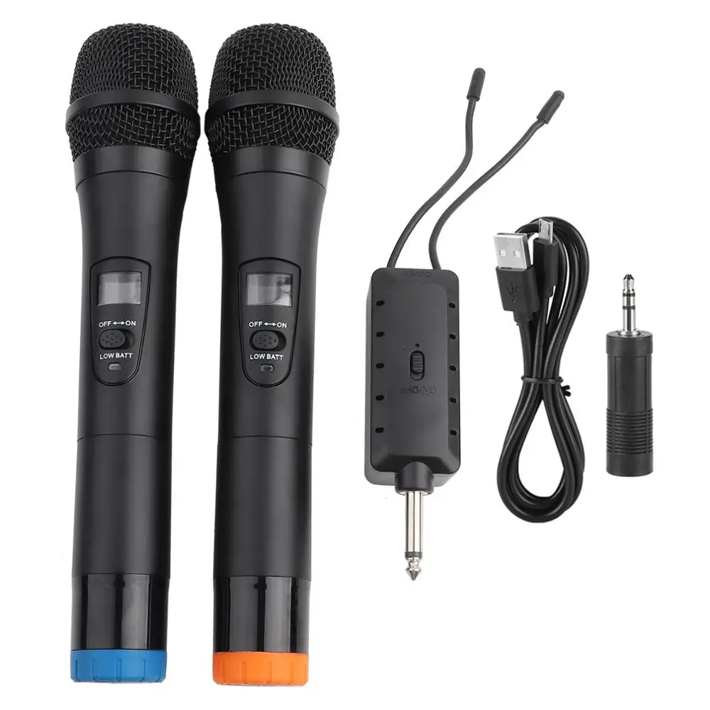 

2 Karaoke Wireless Microphone 1receiver MIC mikrofon KTV Karaoke player Echo System Digital Sound Audio Mixer Singing Machine E8
