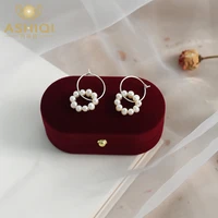 ashiqi natural freshwater pearl 925 sterling silver hoop earrings womens wedding jewelry