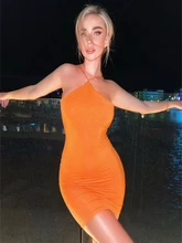 Macheda vestido Halter de encaje cruzado en la espalda para mujer, ropa sexy de moda, elástico, suave y elegante, primavera, 2022 (4)