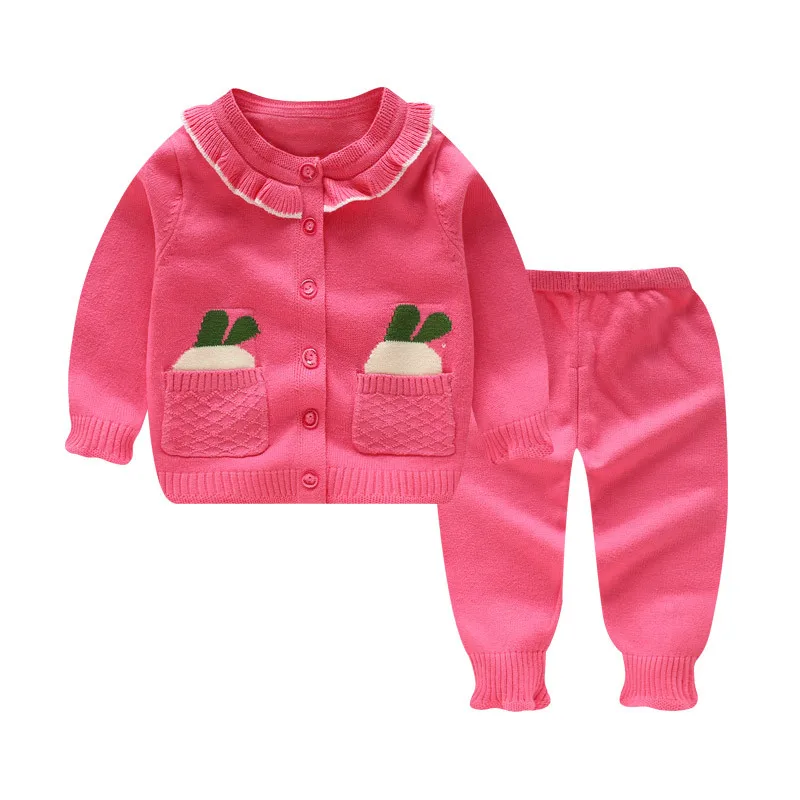 8503 rose red Комплект из 2 предметов, Детский кардиган, Детский свитер, комплект, маленький Хлопковый вязаный свитер, пуловер свитер для мальчиков+ штаны, костюм комплект одежды для новорожденных - Цвет: 8503 rose red