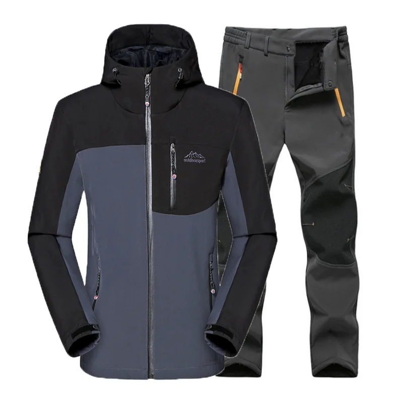 

Мужские зимние водонепроницаемые флисовые куртки для походов, рыбалки, кемпинга, скалолазания, треккинга, уличный комплект штанов, брюки ов...