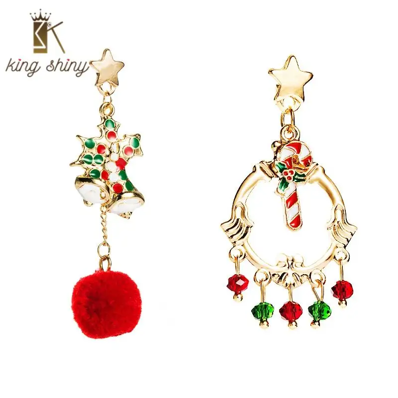 

2020 New Design Christmas Bell Dangle Earrings for Woman Vintage Crystal Hairball Irregular Drop Earring Christmas Gift for Girl