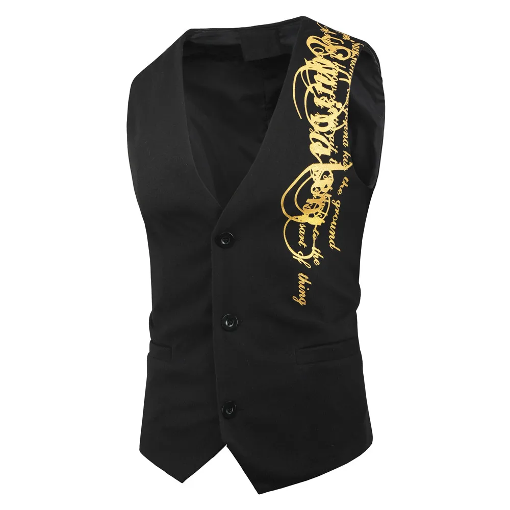 Мужской костюм из твида приталенный хлопковый жилет с буквенным принтом деловой