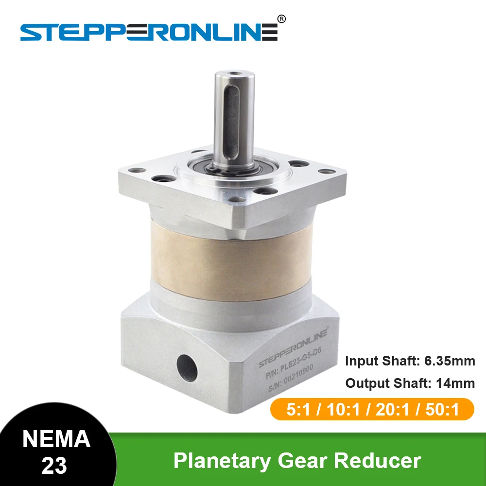 

NEW Nema 23 Planetary Gearbox 57 Stepper Motor Reducer Ratio 5:1/10:1/20:1/50:1 for Nema23 Stepping Motor 6.35mm Input 14mm