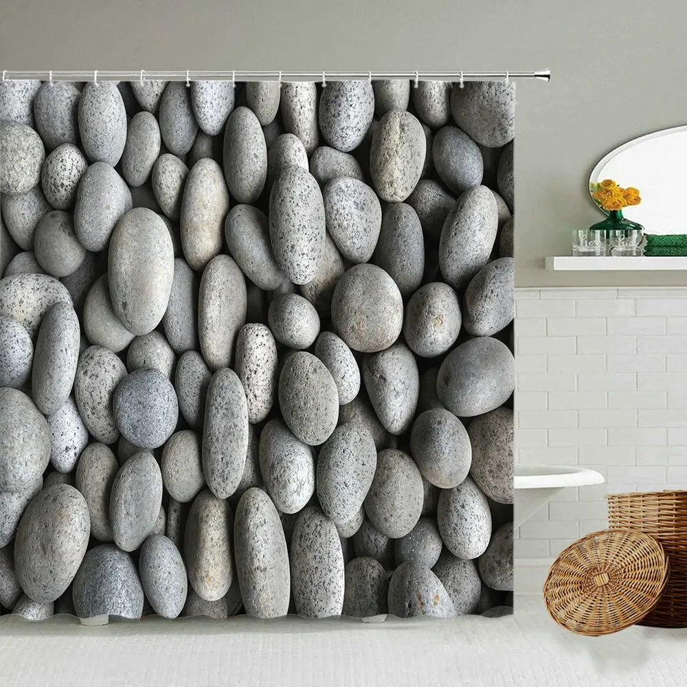 Забавная занавеска для душа с каменной галькой европейская ретро старинная