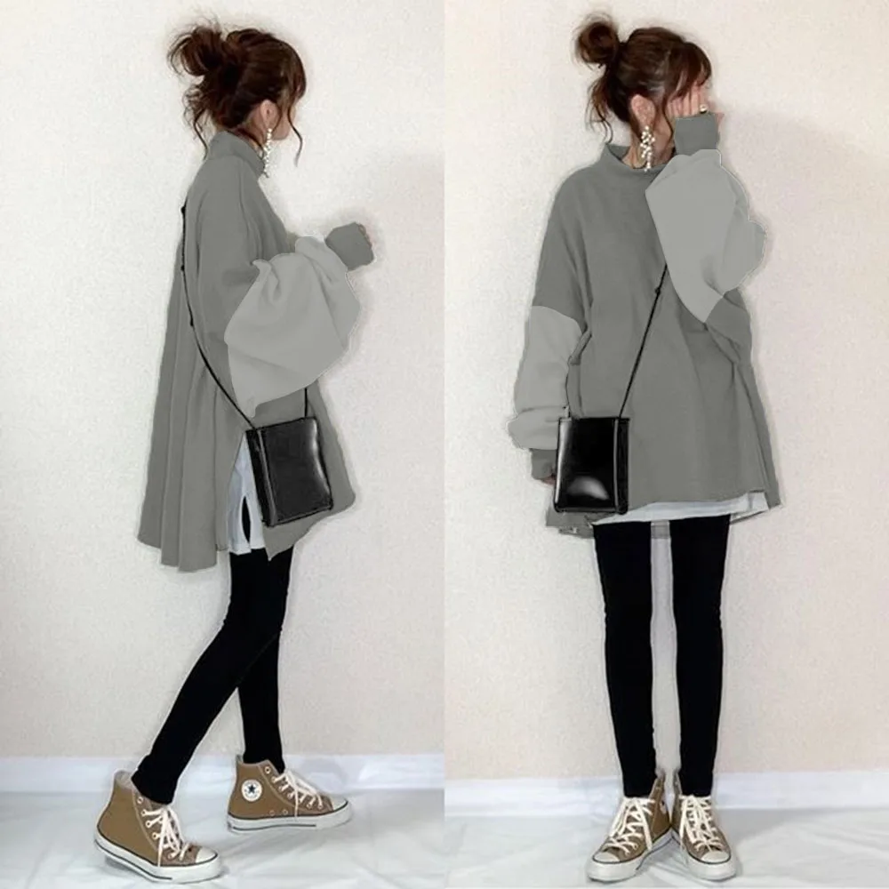 Модный Свободный пуловер средней длины женские толстовки для 2021 года