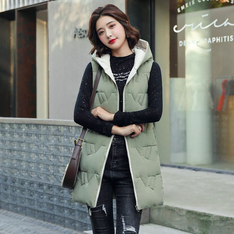 

2021 Cotton padded Vest Women Winter Loose Waistcoat Cotton Padded Jacket Sleeveless Female Winter Waistcoat