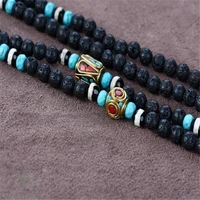 6mm volcanic 108 beads gemstone tassels mala necklace energy buddhism pray handmade bless natural healing