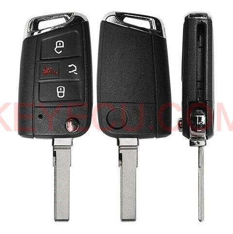 Раскладной чехол KEYECU для дистанционного ключа без с 4 кнопками Volkswagen Tiguan 2018 2020