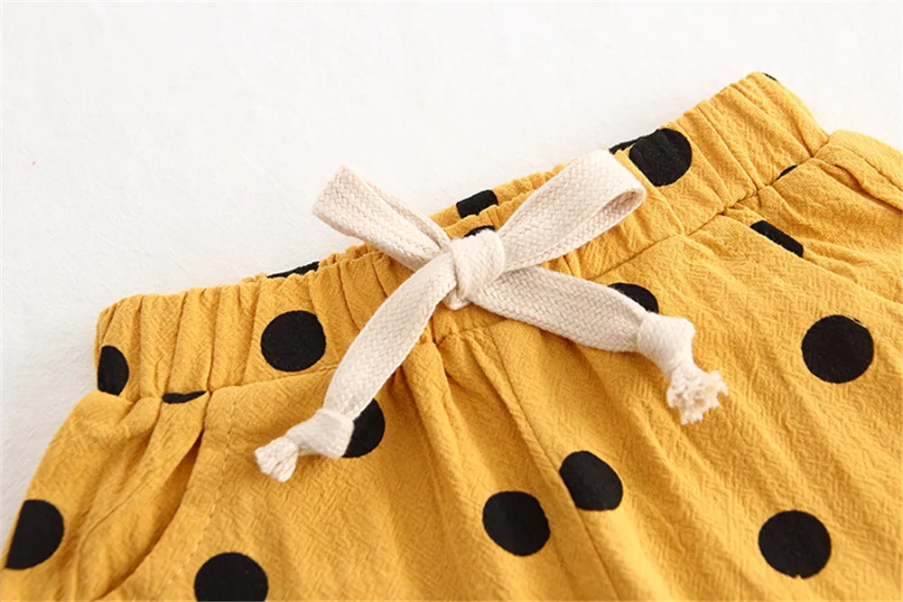 2020 Повседневная футболка для мальчиков и девочек Шортики в горошек летнее платье