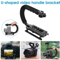 u shaped video handle bracket handheld video action stabilizer grip camera holder dv bracket cold shoe tripod head microphone