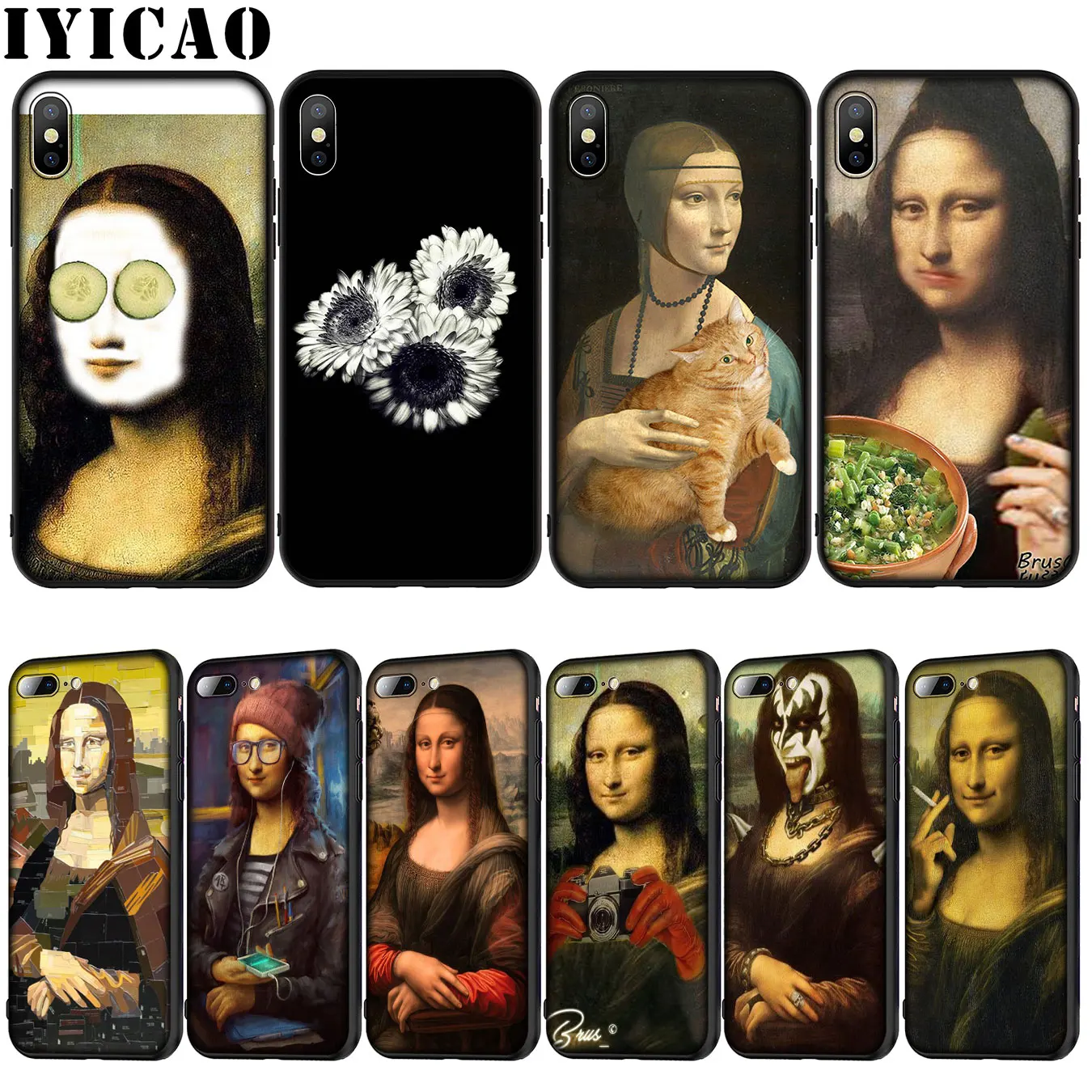 Мягкий силиконовый чехол для iPhone XR X XS Max 6 6S 7 8 Plus 5 5S SE Leonardo da Vinci Mona Lisa Pat Cat Art |
