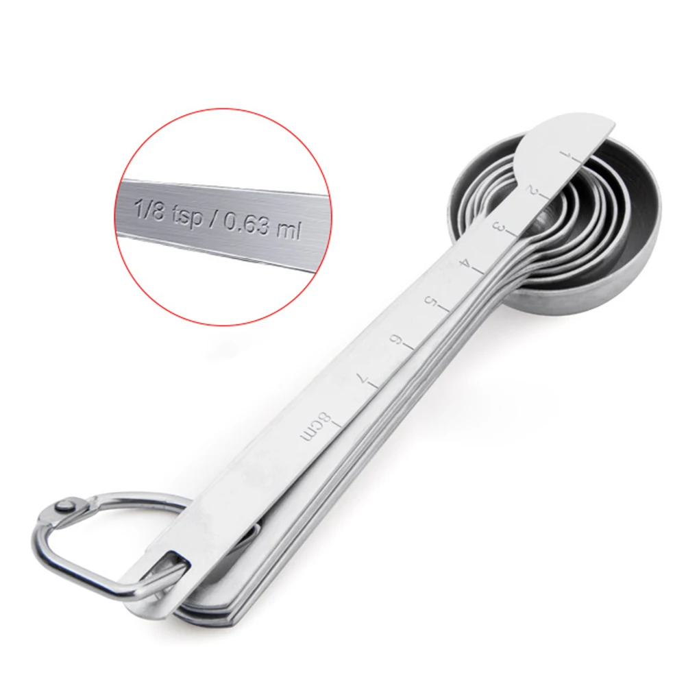 

8Pcs/Set Stainless Steel Measuring Spoons Cup Kitchen Cooking Baking Scale Scoop Teaspoon Handle Kitchen Gadgets Measuring Tool