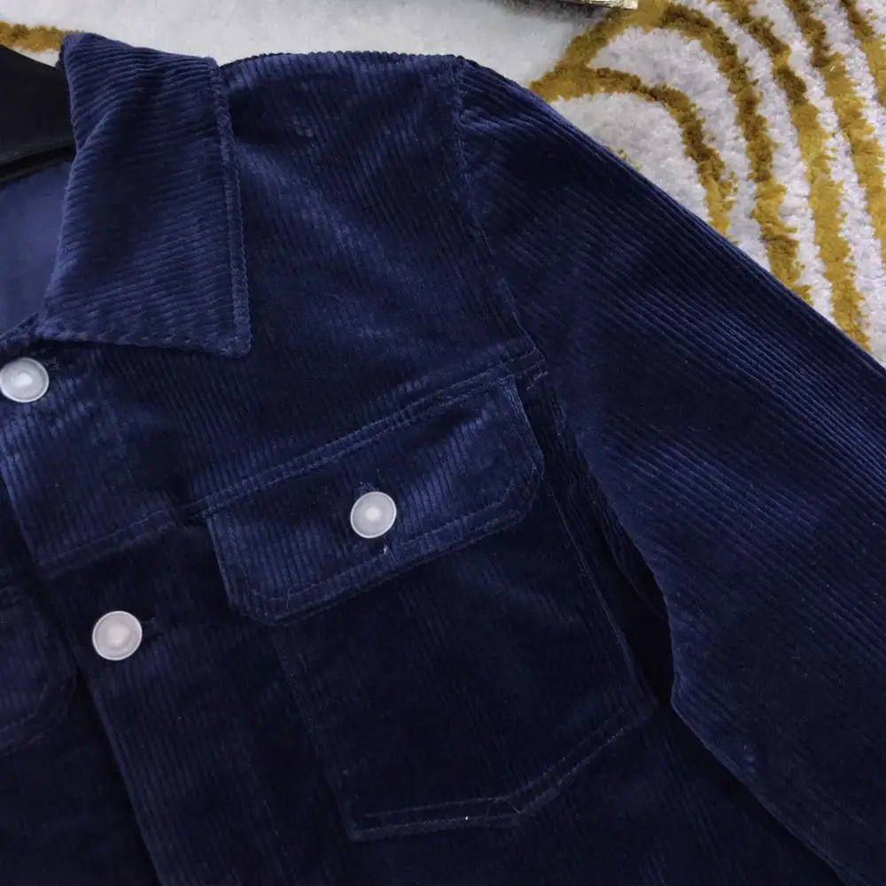 9 21 осень зима новый 2020 модный темпераментный вельветовый длинный рукав отворот