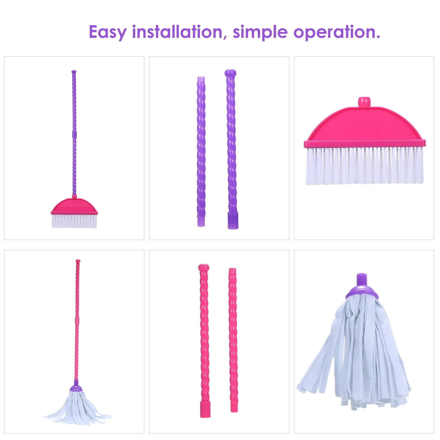 

Cleaning Toy Set Plastics Pretend Play Toy for Children Portable Gift Present