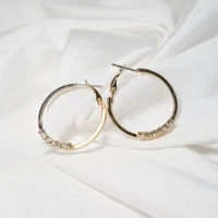 zircon circle earrings geometric round hoop earrings for women accessories retro party jewelry