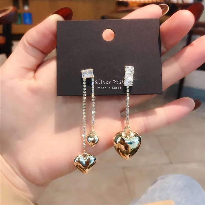 

Diamond Korean version Earring for women heart Pendant gorgeous luxury tassel fashion Woman charm Earrings Trendy gift wholesale