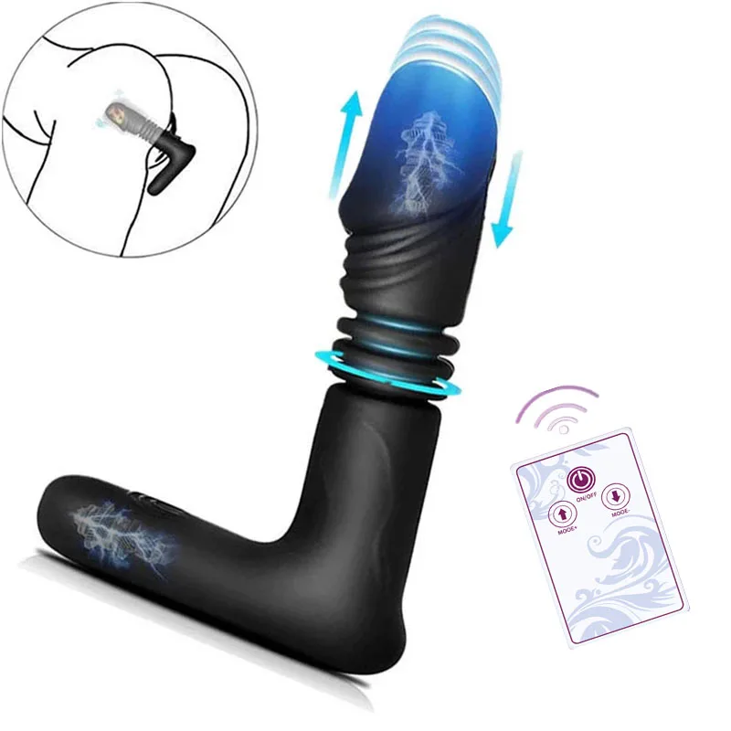 Толкая вибрирующий анальный массажер Отопление телескопическая Анальная пробка