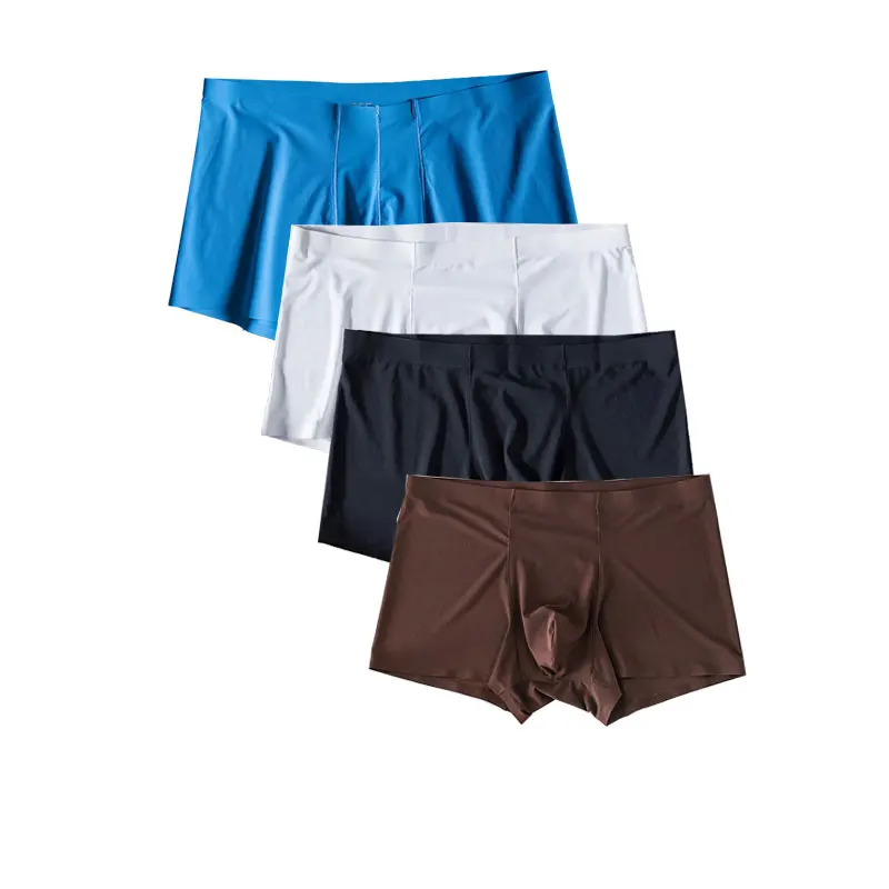 

4pcs/lot Seamless Men Boxers Luxury Silk Boxers Underwear Spandex 3D Crotch Boxer Nylon Underwear Shorts Slips