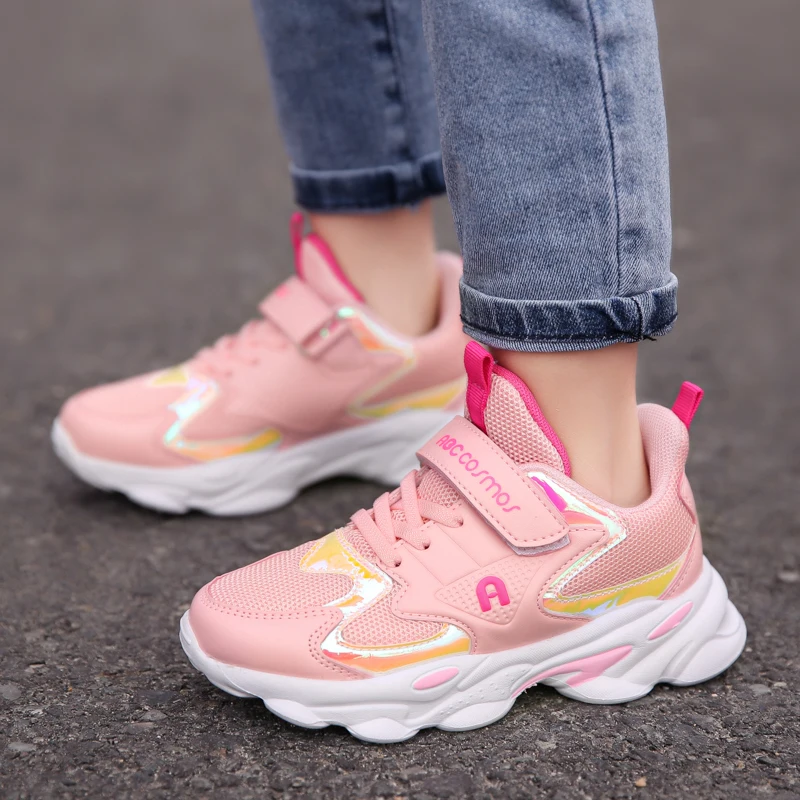 

Spring Brand Kids Girls Footwear Pink Running Shoes Girls Mesh Breathable Children Girls Sneakers Light Weight Kids School Shoe