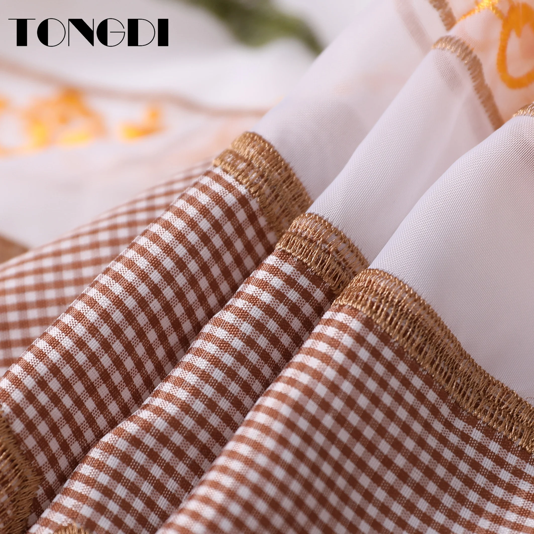 Занавески TONGDI для кухни прозрачные ярусы фрукты тюль кафе красивая вышивка окна