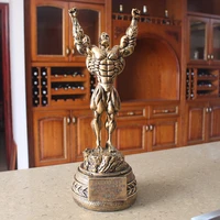 fitness muscle man sets up bodybuilding sports competition trophies boxing figures statues sculptures gym decorations
