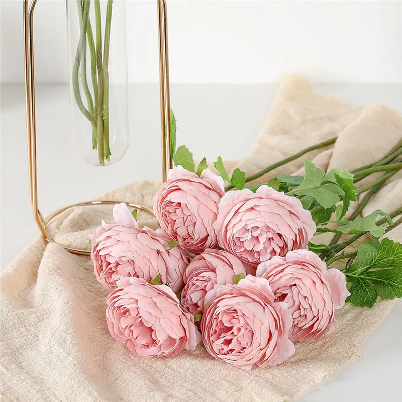 Искусственная шелковая искусственная Западная роза цветок пион Свадебный букет