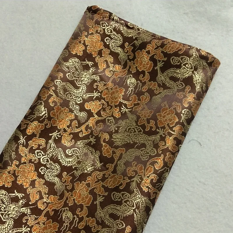 Королевский Глубокий Кофе золотой цветок парча с изображением дракона ткань 50x72 см жаккардовая одежда костюм в стиле пэчворк ткань Шторы обивка отделка