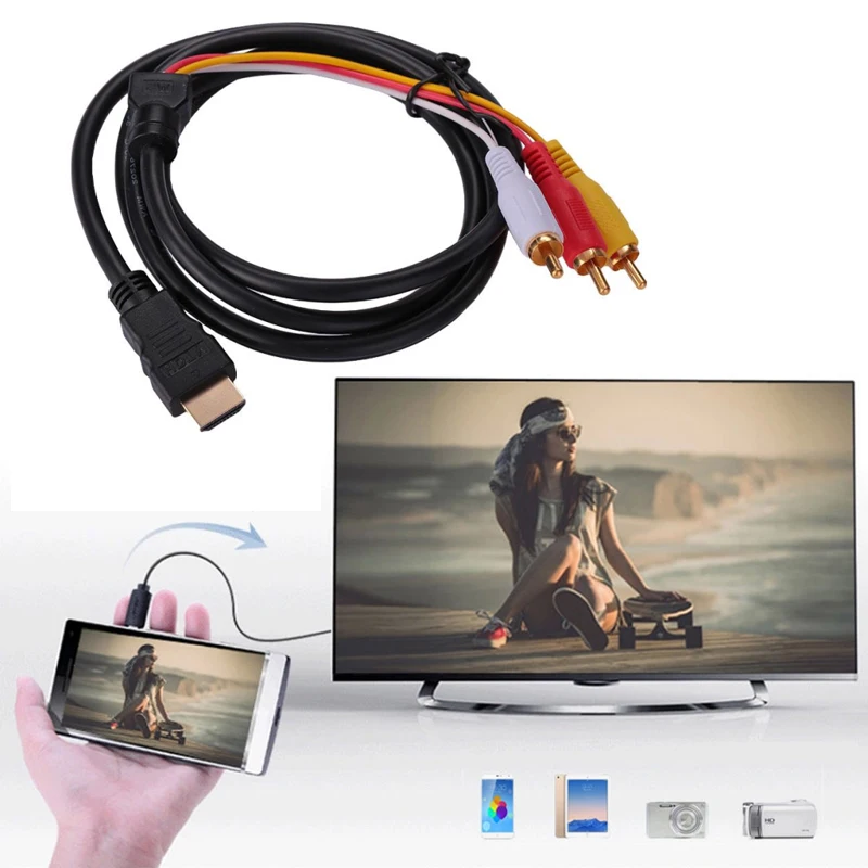 HDMI штекер 3RCA AV порт кабель ведущая линия для ТВ HD tv DVD 1080P 1,5 метров