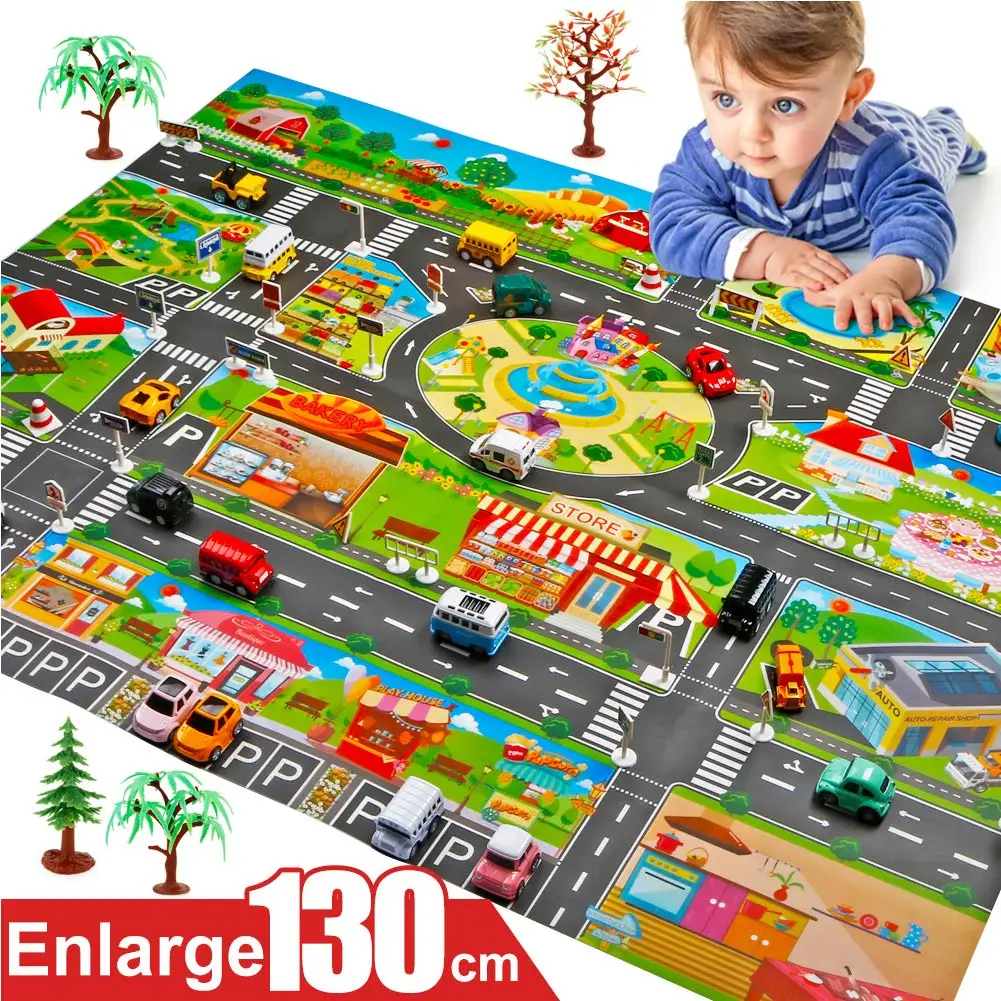 

Baby Play Mat House Traffic Road Signs Car Model Parking City Scene Map Boys Girls Toys Playmat Babies Playing Educational Mat