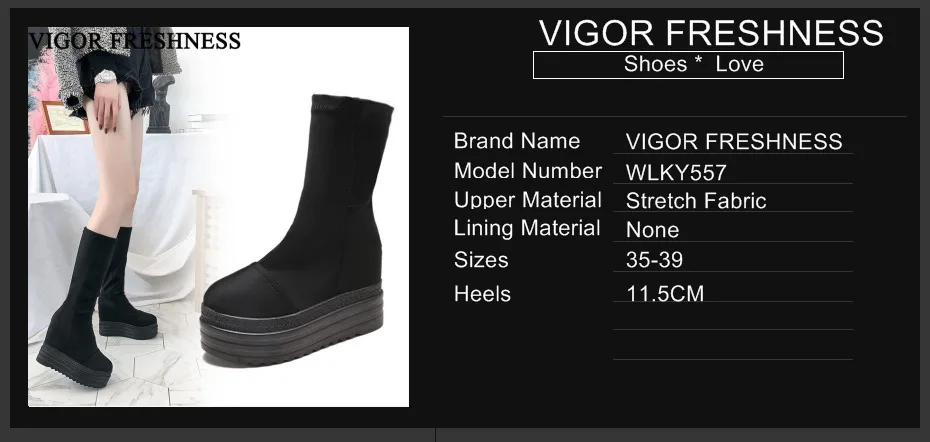 VIGOR/свежая женская обувь; ботинки на платформе; обувь на каблуке 11,5 см; зимние ботинки; женские ботинки, увеличивающие рост; Осенняя обувь; WY557