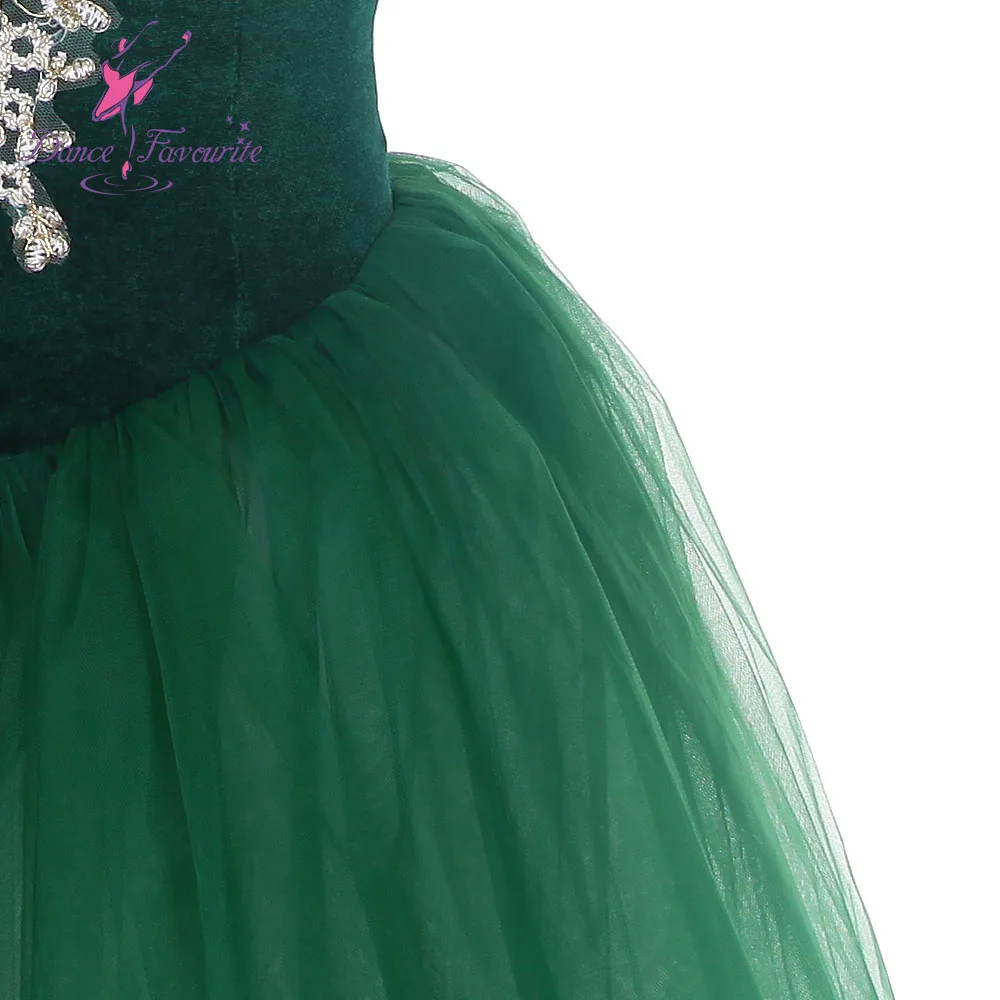 Улюбимые танцевальные костюмы для танцев 21318 балетный костюм с зеленым бархатным