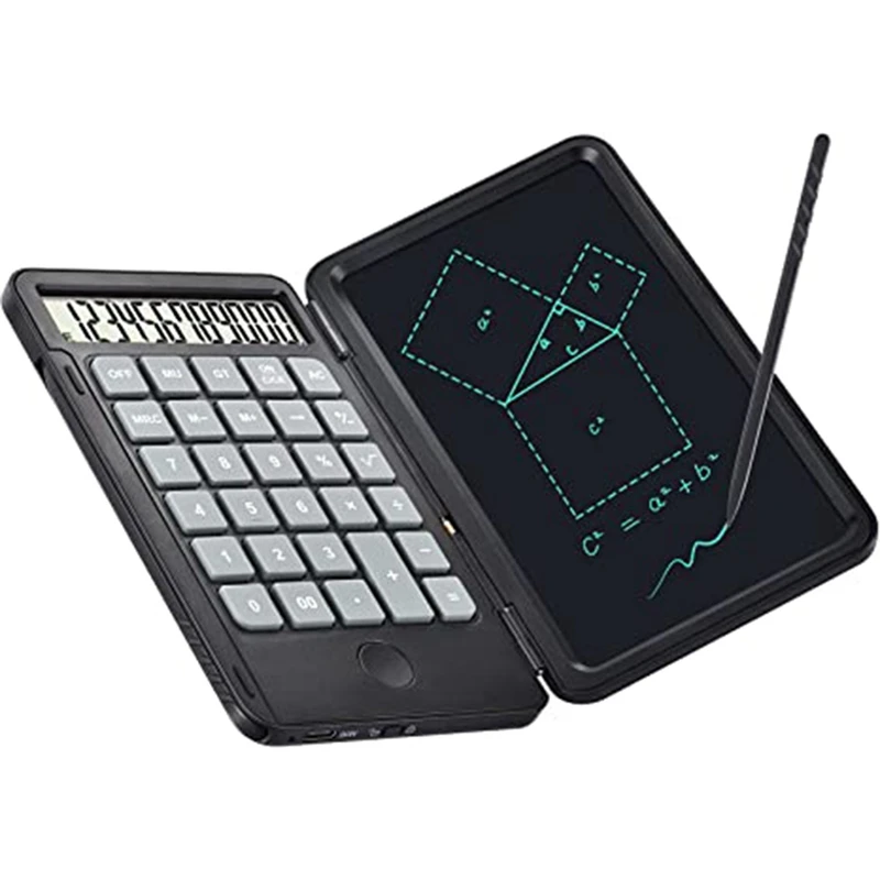 

Calculator,6.5-Inch Writing Tablet and Pen, Rechargeable Multifunctional Foldable Portable Silent Calculator Notepad