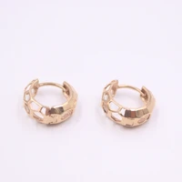 new solid pure 18kt rose gold earrings women hollow round hoop earrings 1 6 1 8g 12x5mm