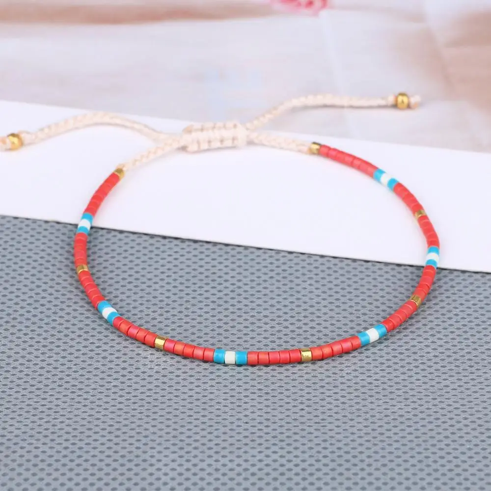 

KELITCH Cute Tiny String Stacking Cuff Bracelets Bangles Woven Braided Miyuki Seed Beaded Strand Charm Bracelets for Girls