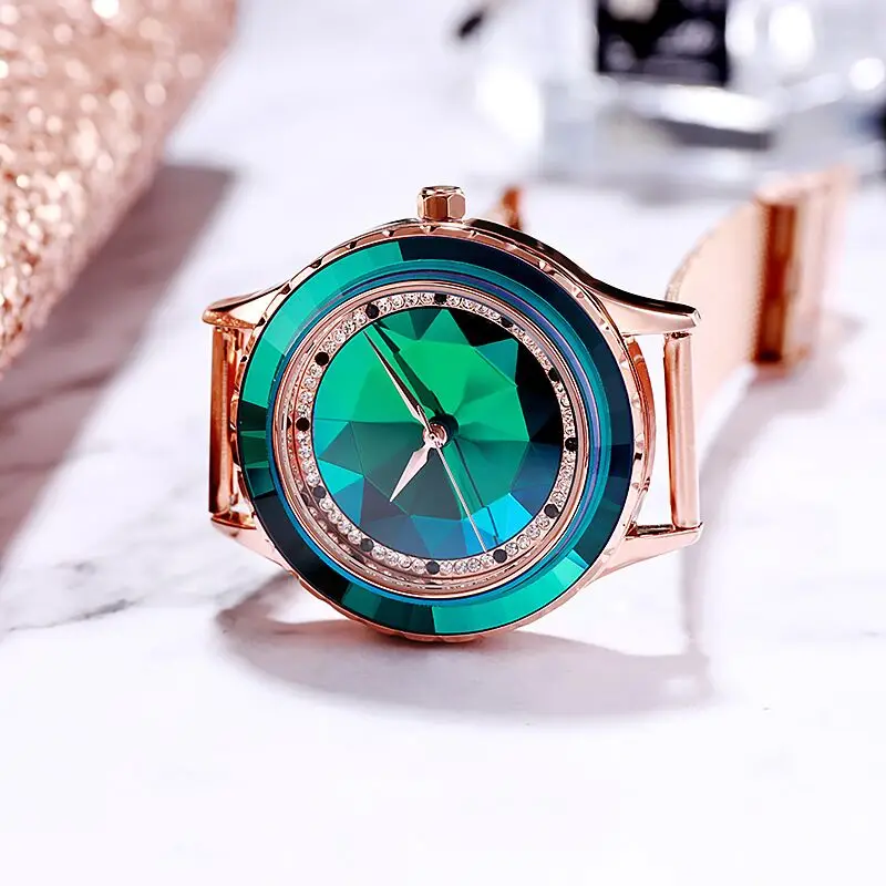 Часы наручные женские кварцевые из нержавеющей стали под розовое золото с