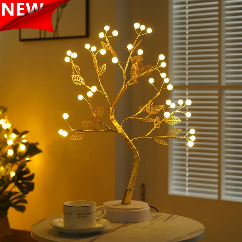 

Светодиодный ночник, сказочный светильник на дерево, домашнее украшение, ночная лампа с питанием от USB и аккумулятором для рождественской с...