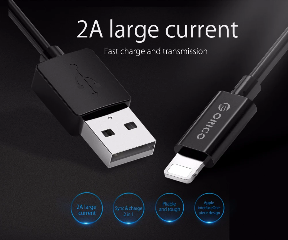ORICO USB Cable For iPhone X 8 8plus 2A Fast Charging Data Sync Reversible lighting 7 7plus 6 6s 6plus iPad | Мобильные телефоны и