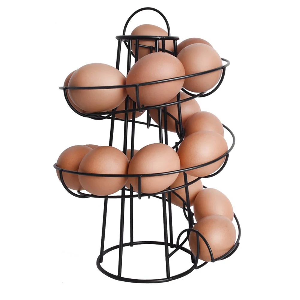 

Egg Dispenser Rack Spiral Egg Holder Organizer Kitchen Metal Egg Skelter Storage Display Rack