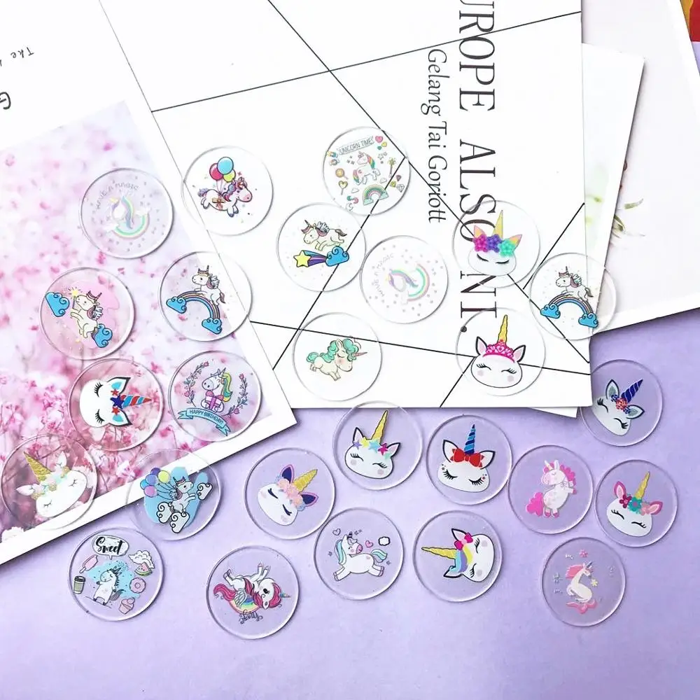 Смешанный акриловый плоский Единорог дизайн вафли Смола сделай сам украшение