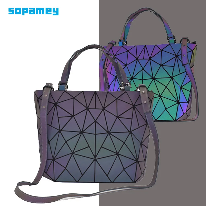 Светящаяся сумка-ведро женская сумка-мессенджер роскошная Геометрическая