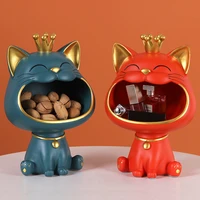 resin lucky cat storage box figurine home decor big mouth dog sculpture modern art ornament nordic candys storage statue