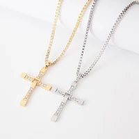 crystal cross pendant chain necklace for men