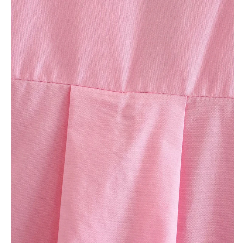

ZA-blusa rosa de manga larga para verano, camisa sencilla de oficina con un solo pecho y cuello vuelto, 2021