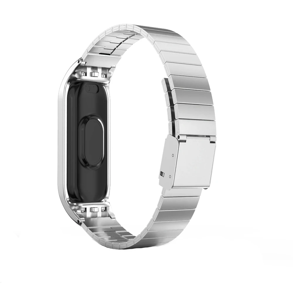 For Xiaomi  Mi band bracelet 7/5/6/4/3 strap Smart bracelet metal band strap stainless steel bead band strap bracelet buckle