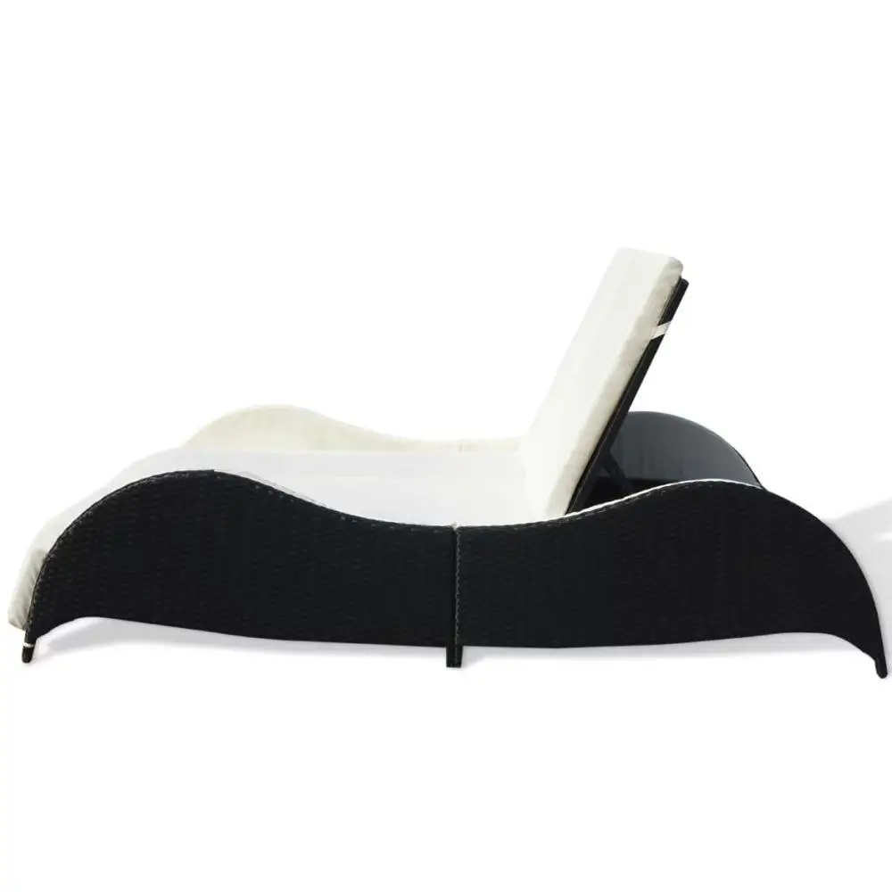 

AU WarehouseFurniture Double Sun Lounger with Cushion Poly Rattan Black