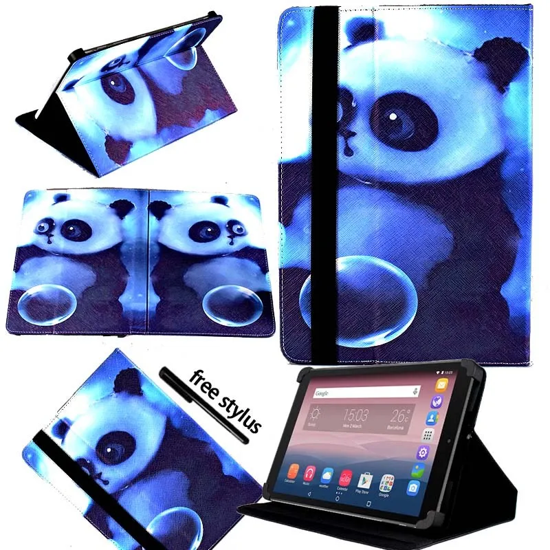 Panda KK&LL для Alcatel OneTouch Pixi 3 10 дюймов-кожаный чехол-подставка для планшета+ Бесплатный стилус - Цвет: Panda